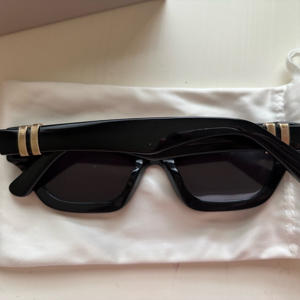 Dezi Black Rectangular Sunglasses With Silver Acc… - image 3